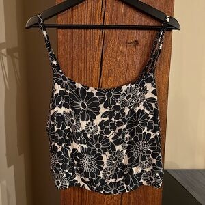 Anthropologie Black and White Floral Camisole